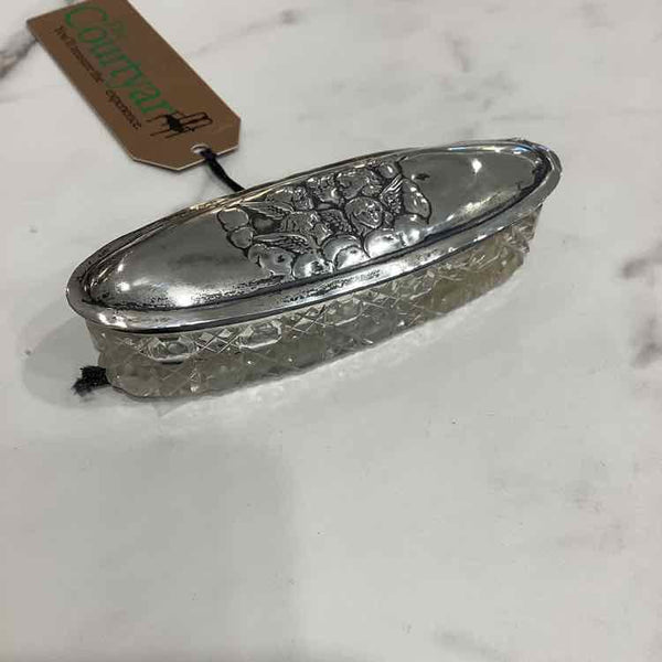 Antique Sterling Silver Crystal Trinket Box