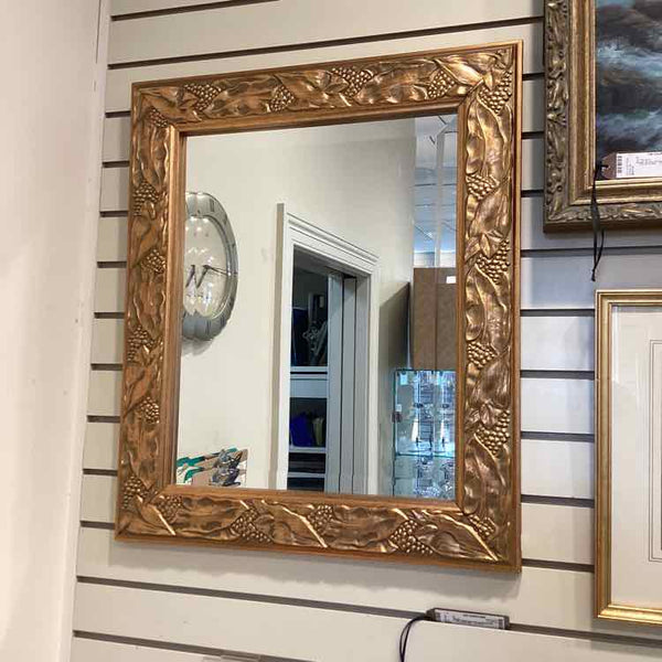 Gold Framed Leaf Engraved Mirror