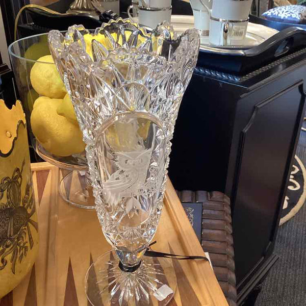 Glass Vase With Owl Etching
