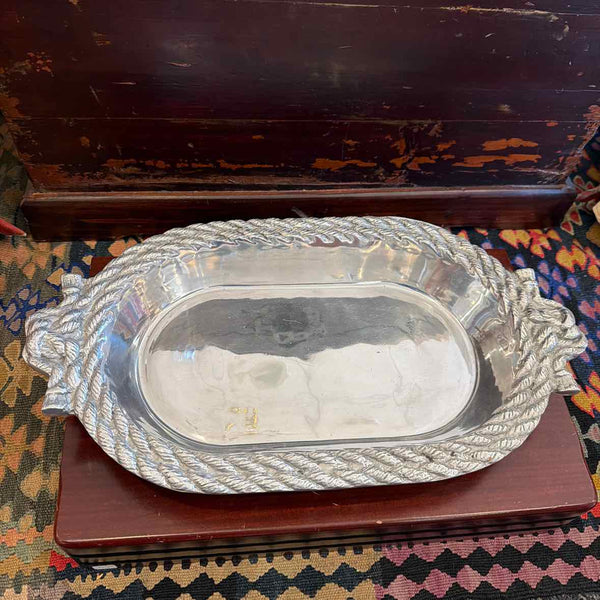 Oval Pewter Bowl w/Rope Edge