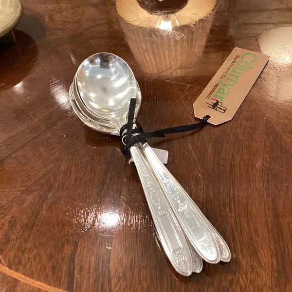 Six Silverplate Soup Spoons