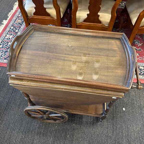 Mahogany Tea Table with Glass Tray