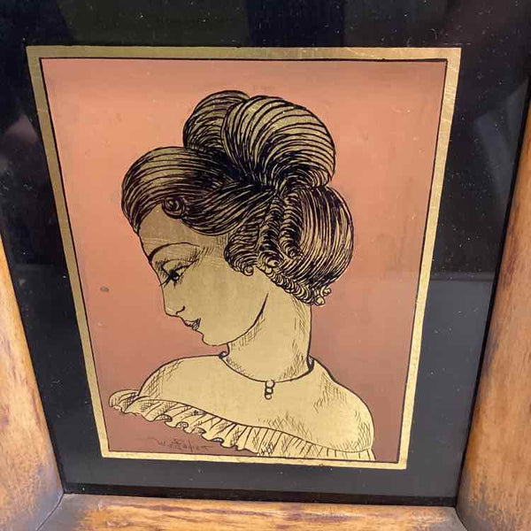 Reverse Painted Glass Portrait