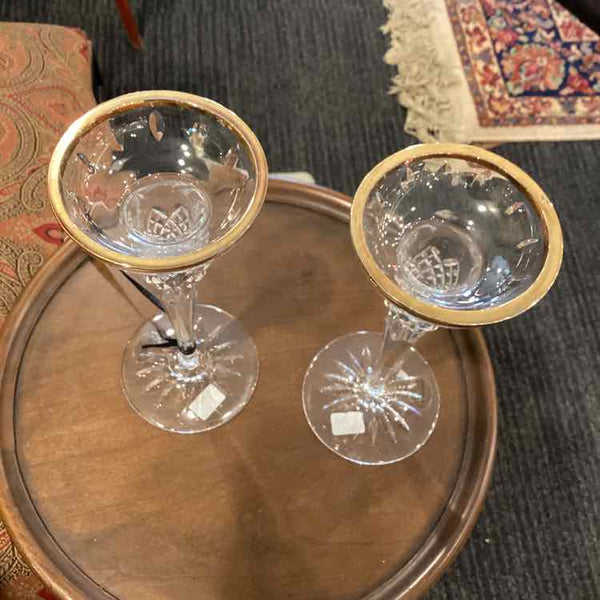 Pair Of Wedgwood Gold Rimmed Candle Holders