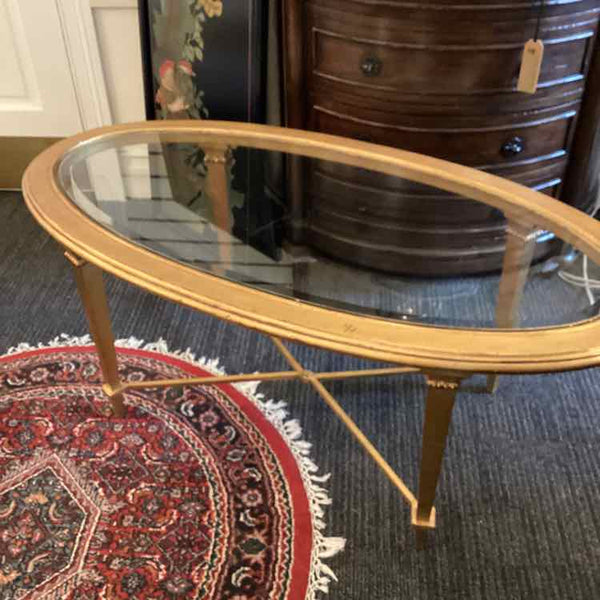 Hickory Chair Oval Gold & Glass Coffee Table