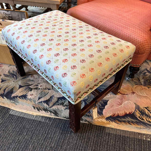 Pale Blue Chippendale Ottoman