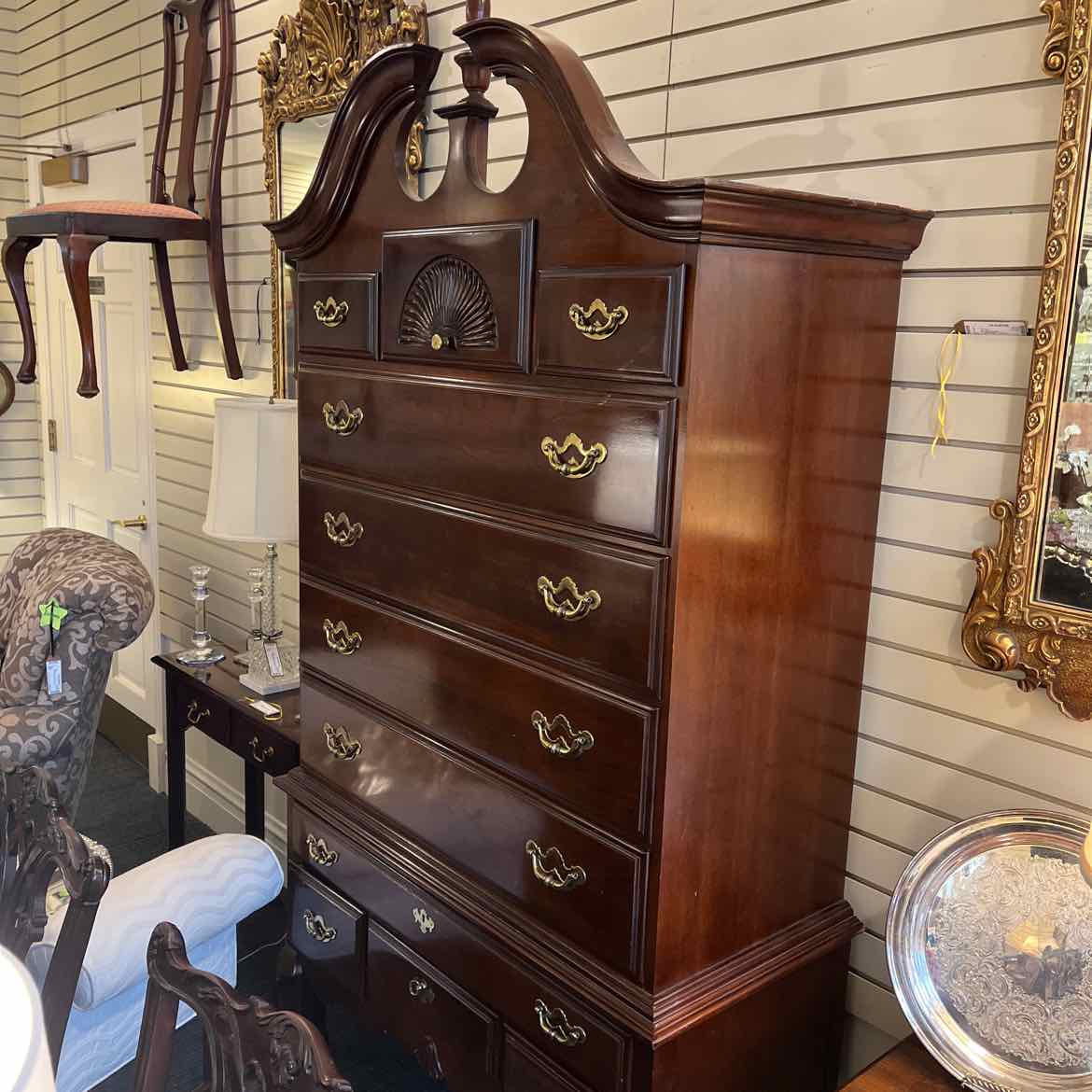 Cherry Highboy w/11 Drawers - Pediment Style