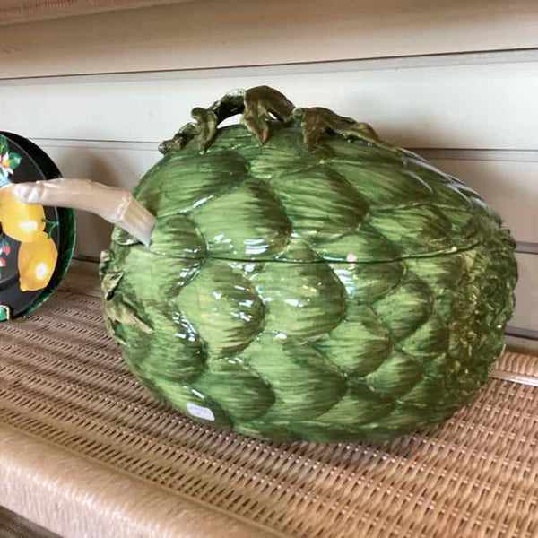 Italian Majolica Artichoke Tureen with Ladle
