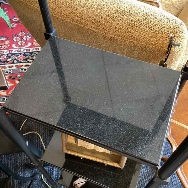 Black Metal Etagere with Granite Shelves