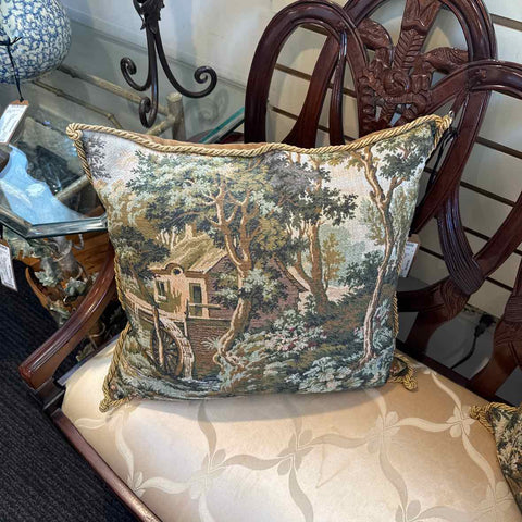 Water Wheel Needlepoint Pillow