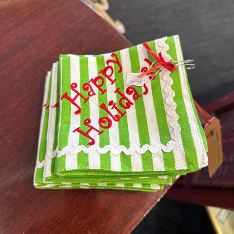 Eight Christmas Cocktail Napkins