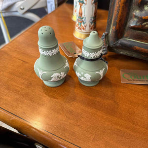 Wedgwood Jasperware Salt  and Pepper - Sage
