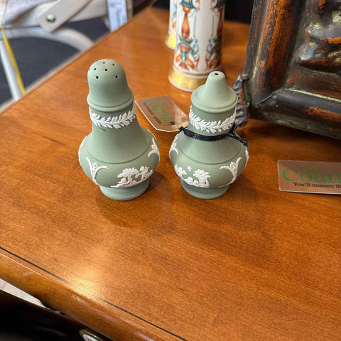 Wedgwood Jasperware Salt  and Pepper - Sage