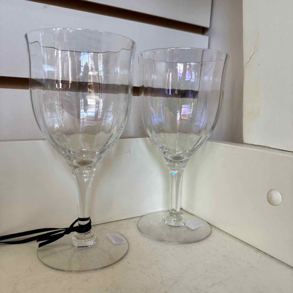 2 Iridescent Vintage Wine Glasses