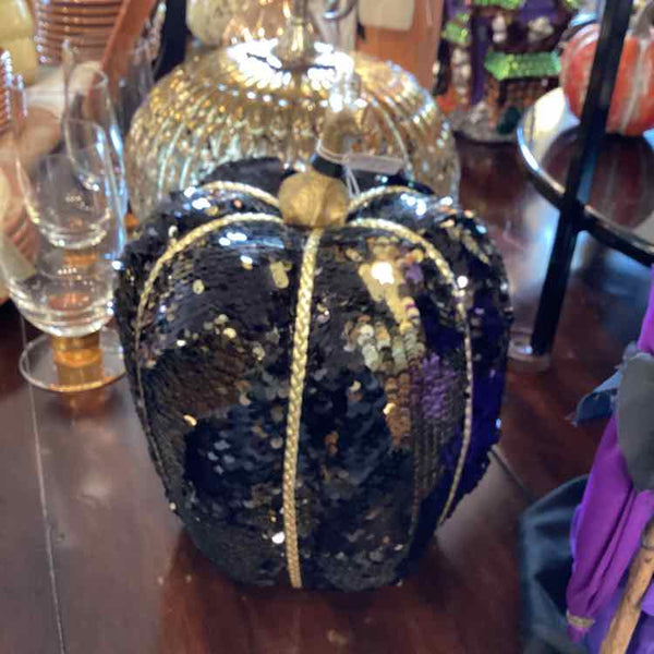 Black And Gold Sequin Pumpkin