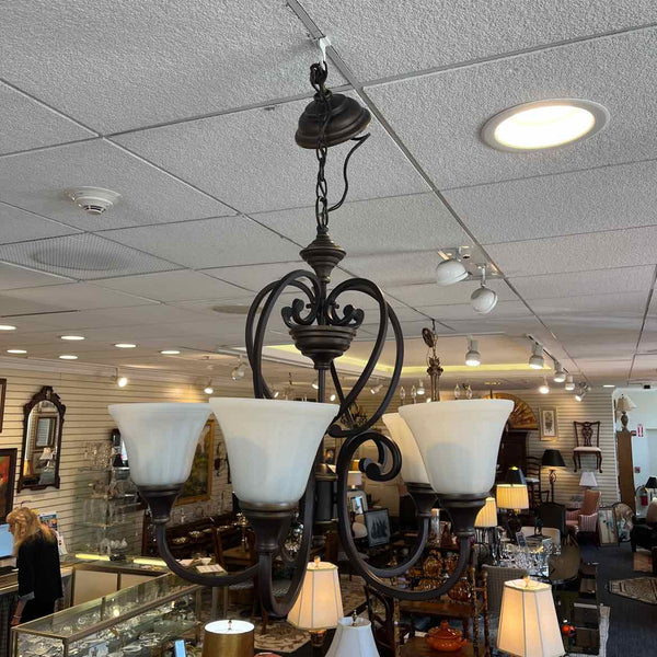 Brown Metal Chandelier with 5 Globes