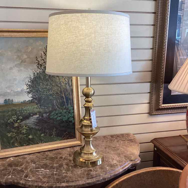 Brass Table Lamp w/Cream Shade