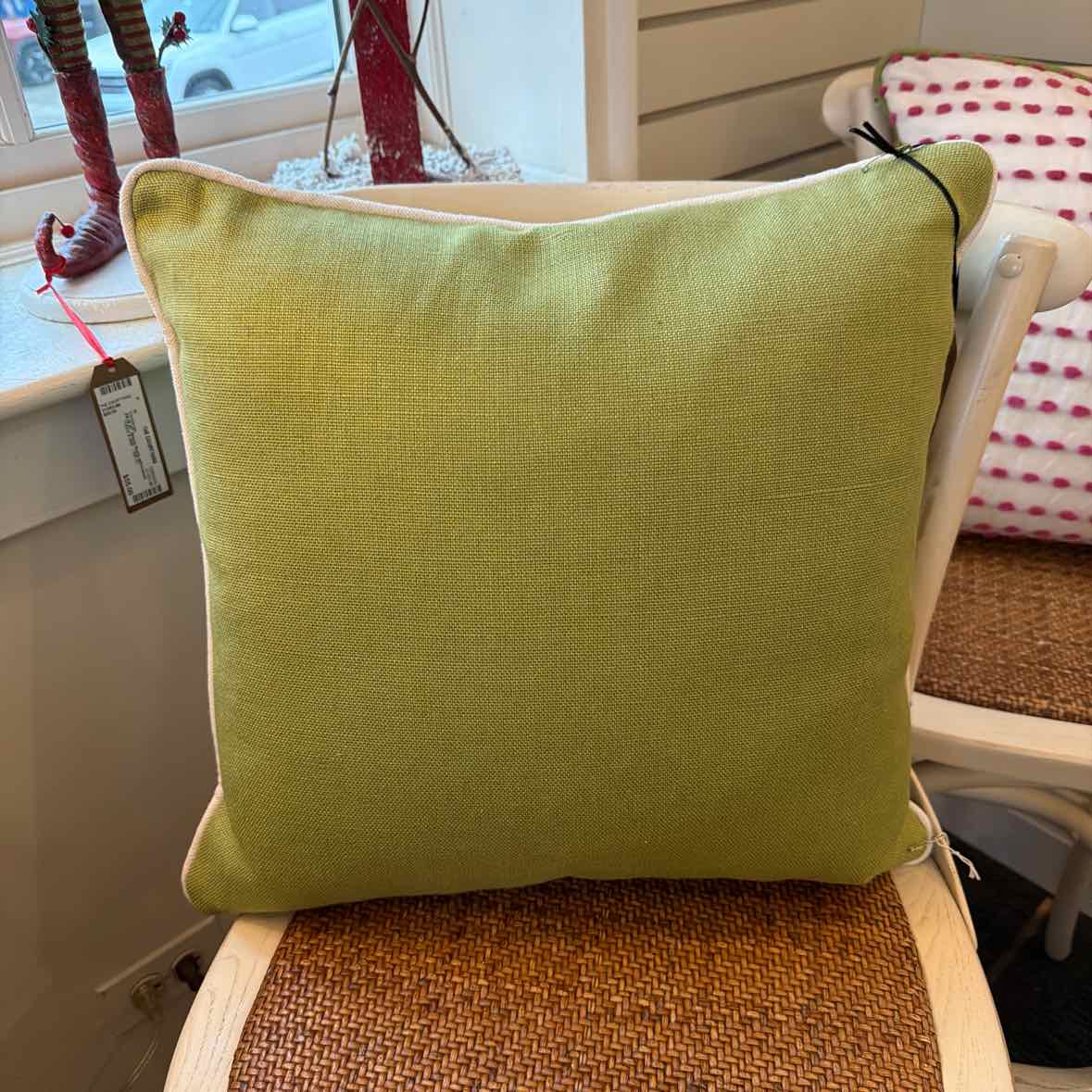 Chartreuse/White Cord Pillow