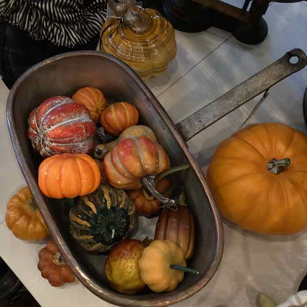 Antique Copper Footed Pot with Handle