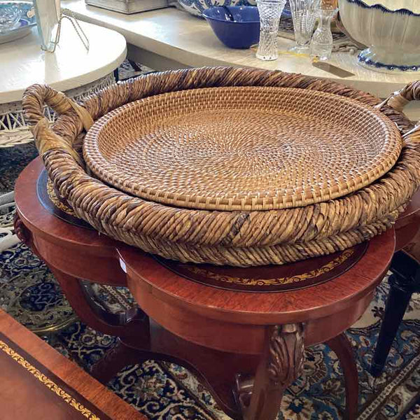 Oversized Wicker Tray with Insert