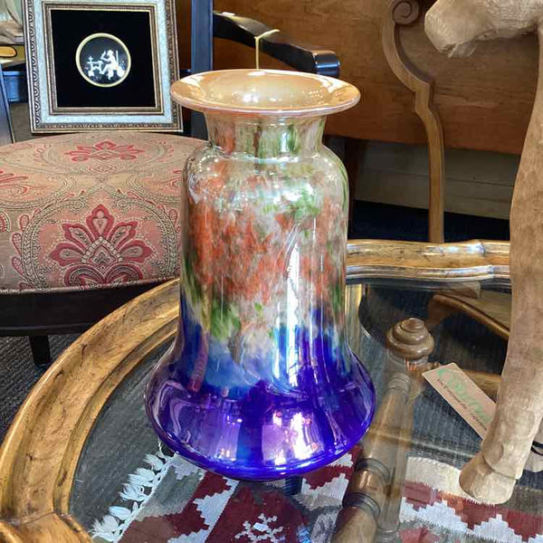 Iridesescent Gold & Blue Hombre Vase