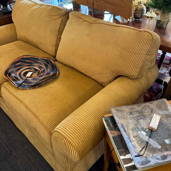 Ethan Allen Khaki & Red Striped Loveseat