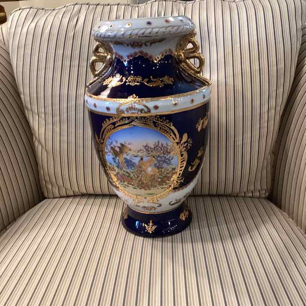 Limoges Vase w/ Navy & Gold Detail
