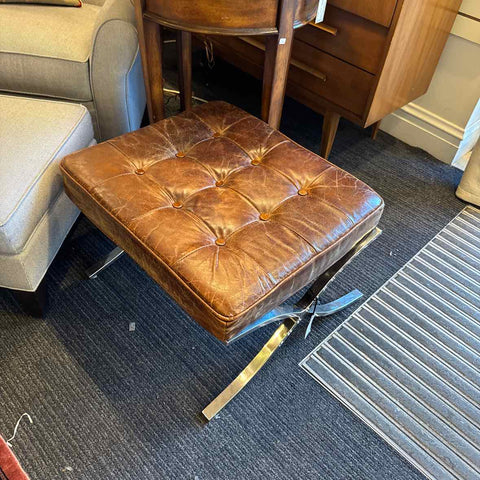 Rustic Leather Ottoman