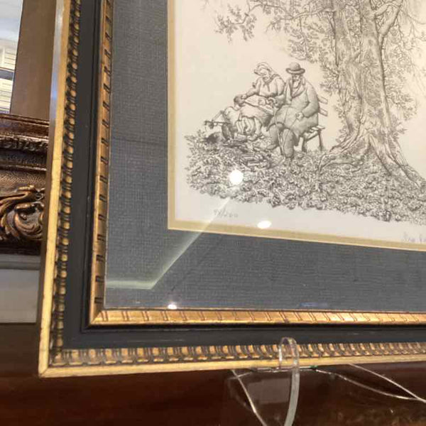 Lithograph Of Couple Under Tree