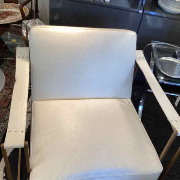 White Ostrich Leather Contempory Chair