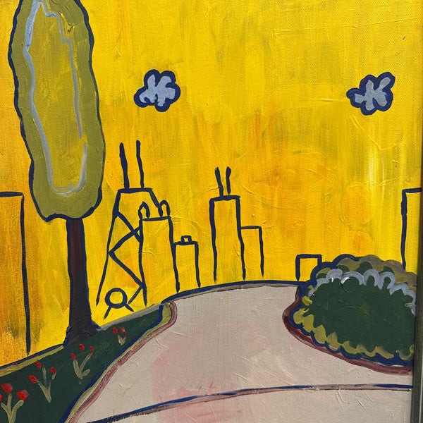 Sidewalk Scene Oil Painting