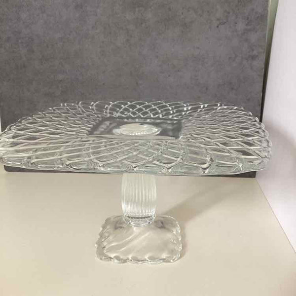 Square Glass Pedestal Plate