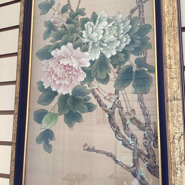 Framed Floral Painting on Silk