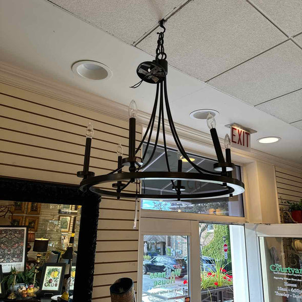 Black Iron 6 Candle Chandelier