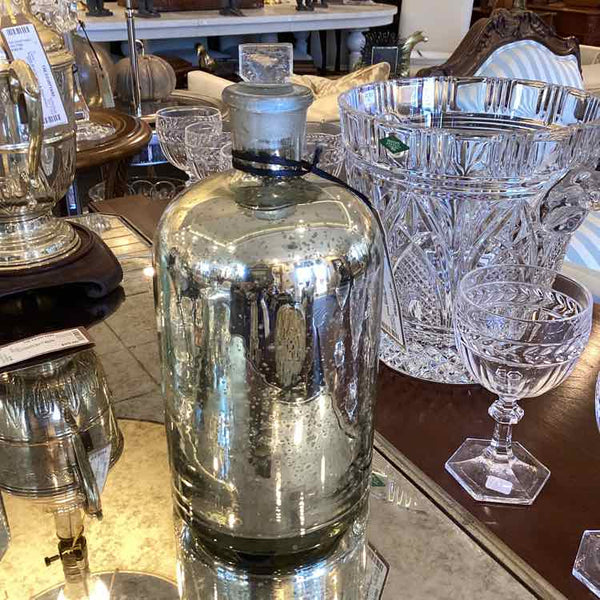 Distressed Mercury Glass  Capped Bottle