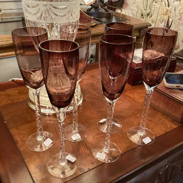 Set of  6 Aubergine Champagne Flutes