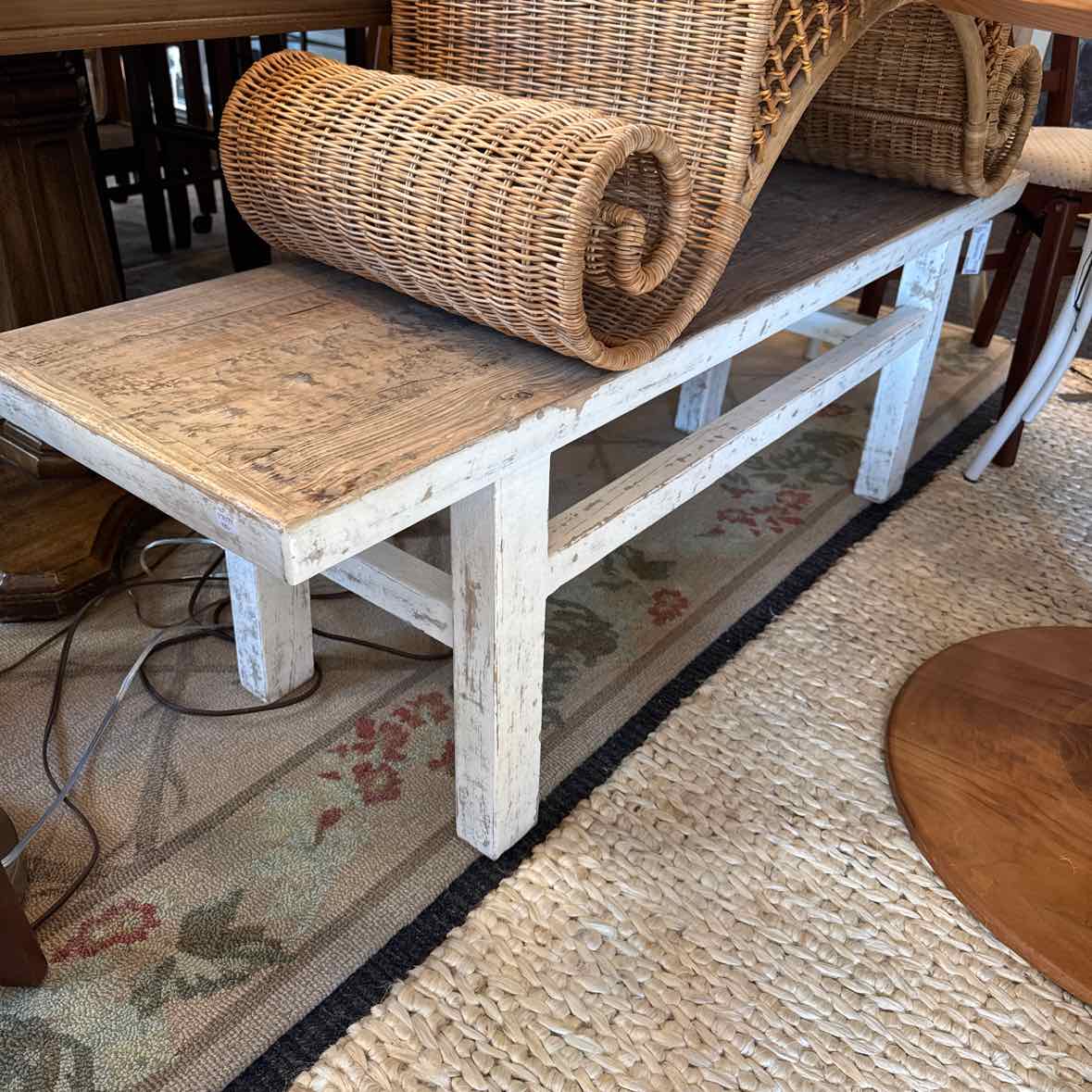 White Rustic Bench