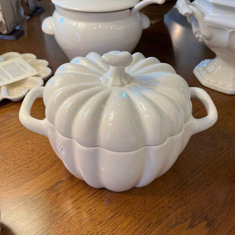 Whtie Pumpkin Pot with Handles