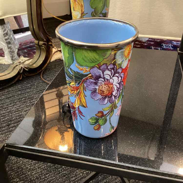 Blue Flowered Mackenzie-Childs Tumbler
