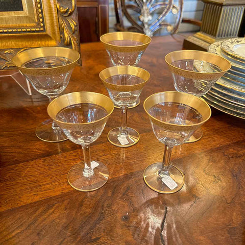 Six Sorbet And Five Cordial Gold Banded Glasses