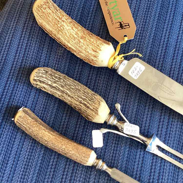 3 pc English Carving Set with Antler Handles