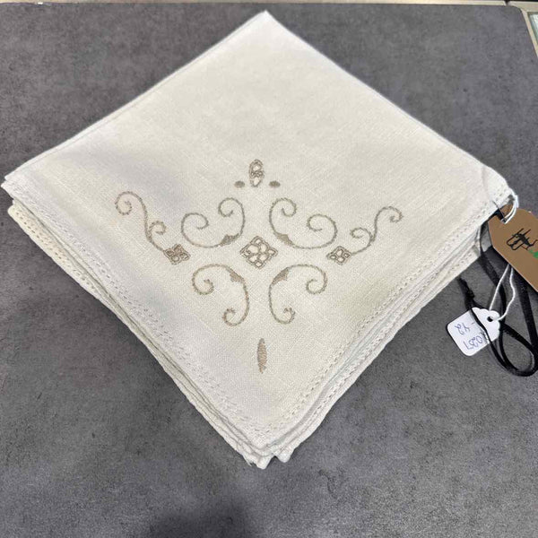 6 Linen Cutwork Napkins