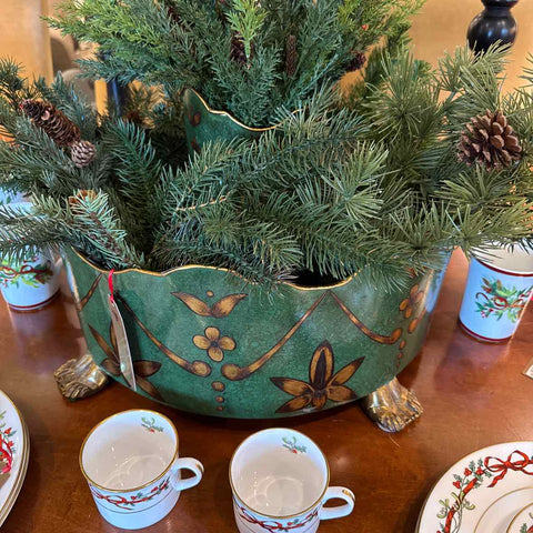 Green/Gold Metal Footed Planter