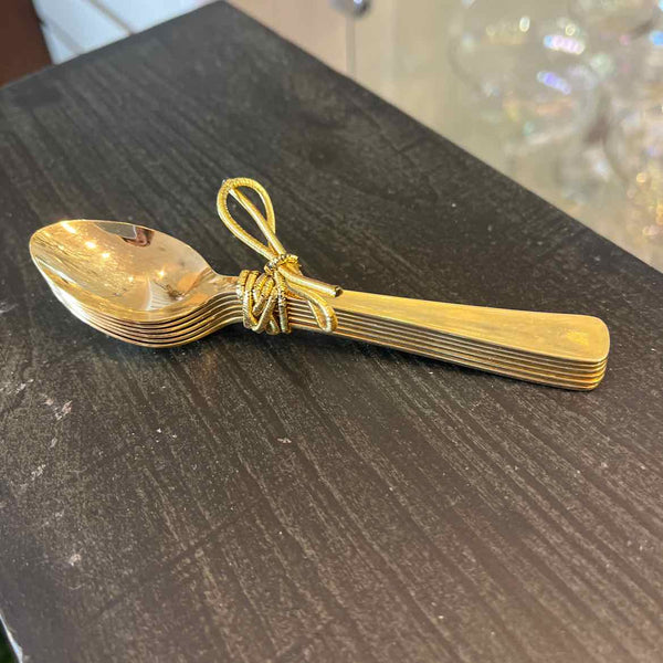 Set of 6 Gold Stainless Demitasse Spoons