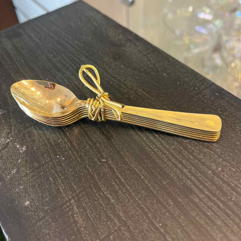 Set of 6 Gold Stainless Demitasse Spoons