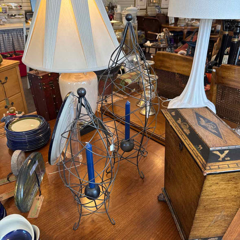 "As Is" Pair Of Wire Candleholders