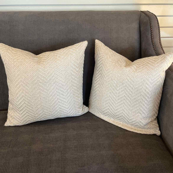Pair Of Ivory Chevron Down Pillows
