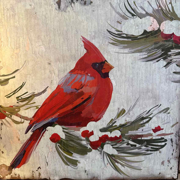 Cardinal Wood Block Art