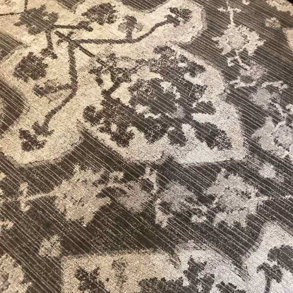 Gray And Beige Chenille Like Ottoman