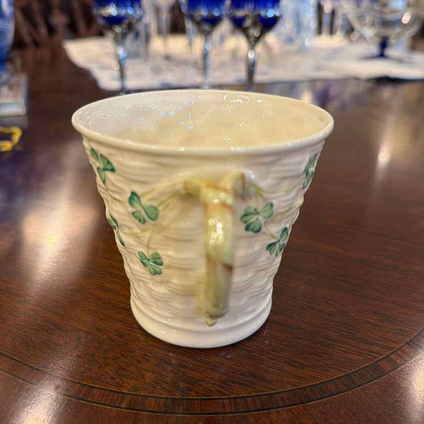 Belleek Shamrock Basketweave Mug